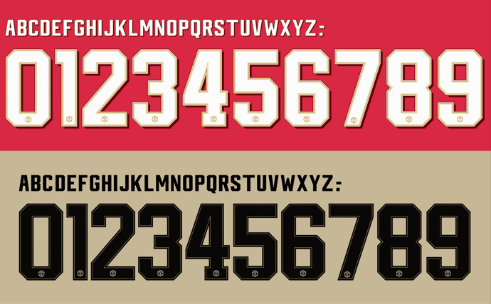 Manchester United 2019-2020 nameset 19/20 font vector file