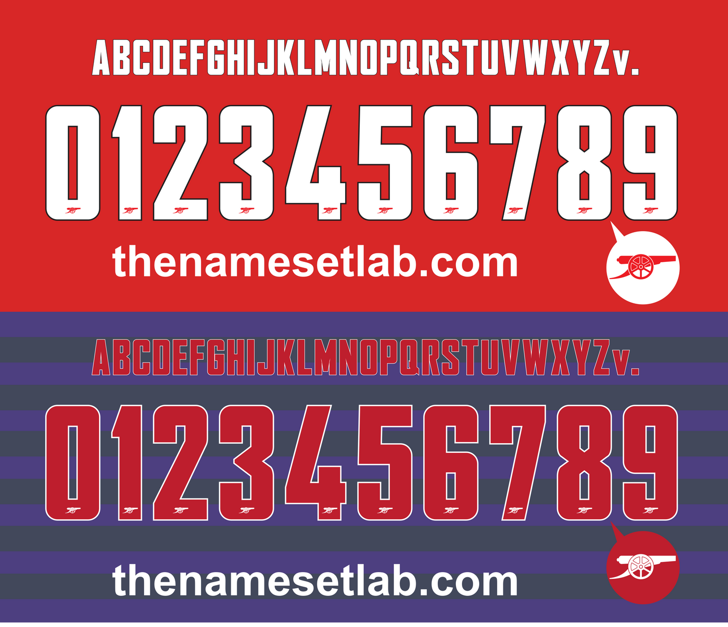 Arsenal 2012-2014 UCL / Cup Font Nameset AI Vector File