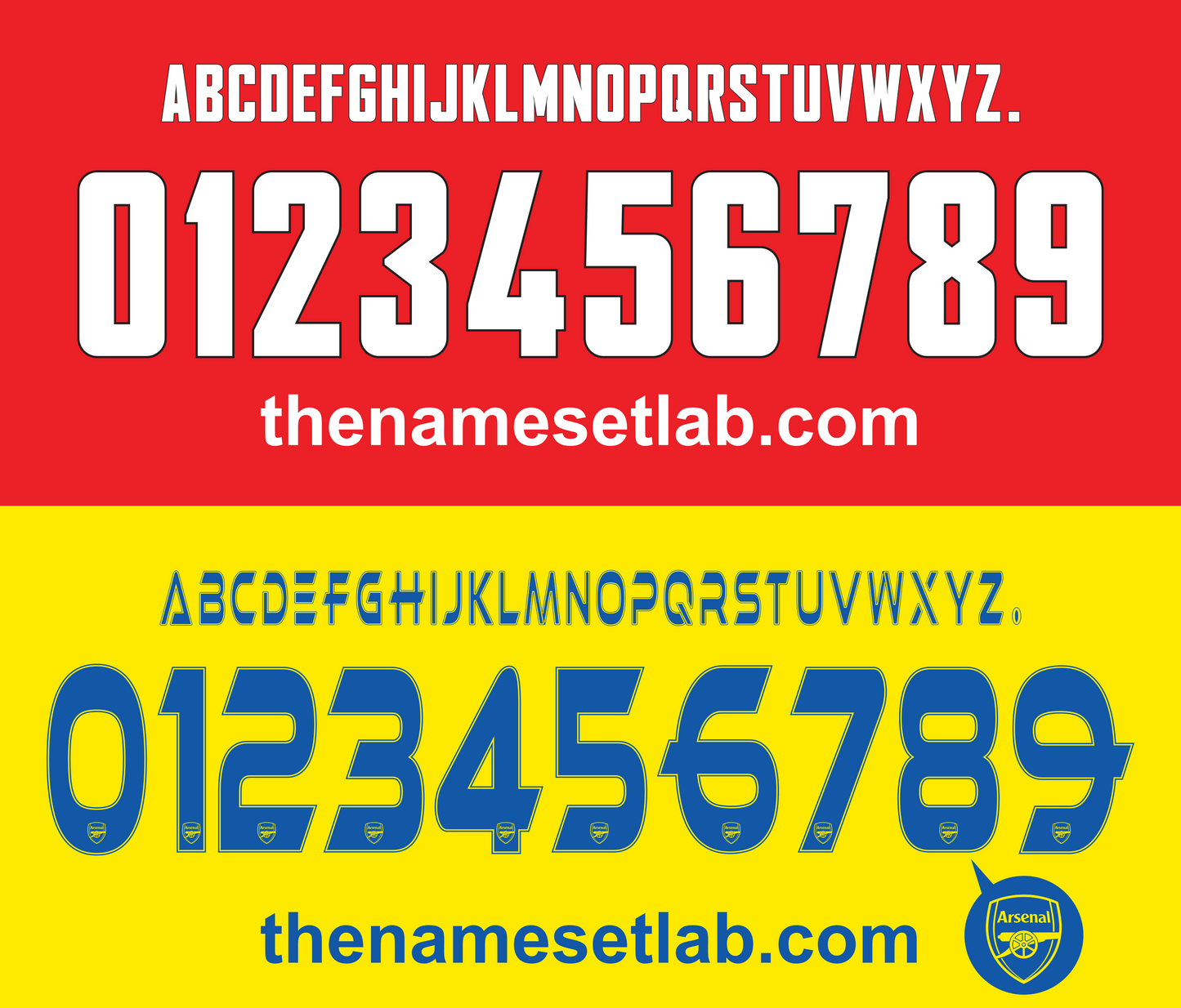 Arsenal 2013-2014 UCL / Cup Font Nameset AI Vector File