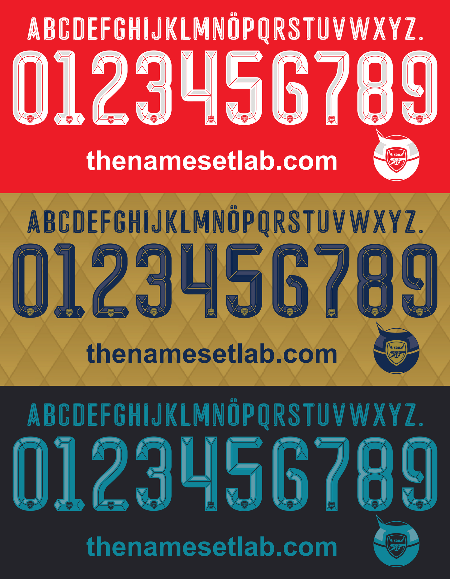 Arsenal 2015-2016 UCL / Cup Font Nameset AI Vector File