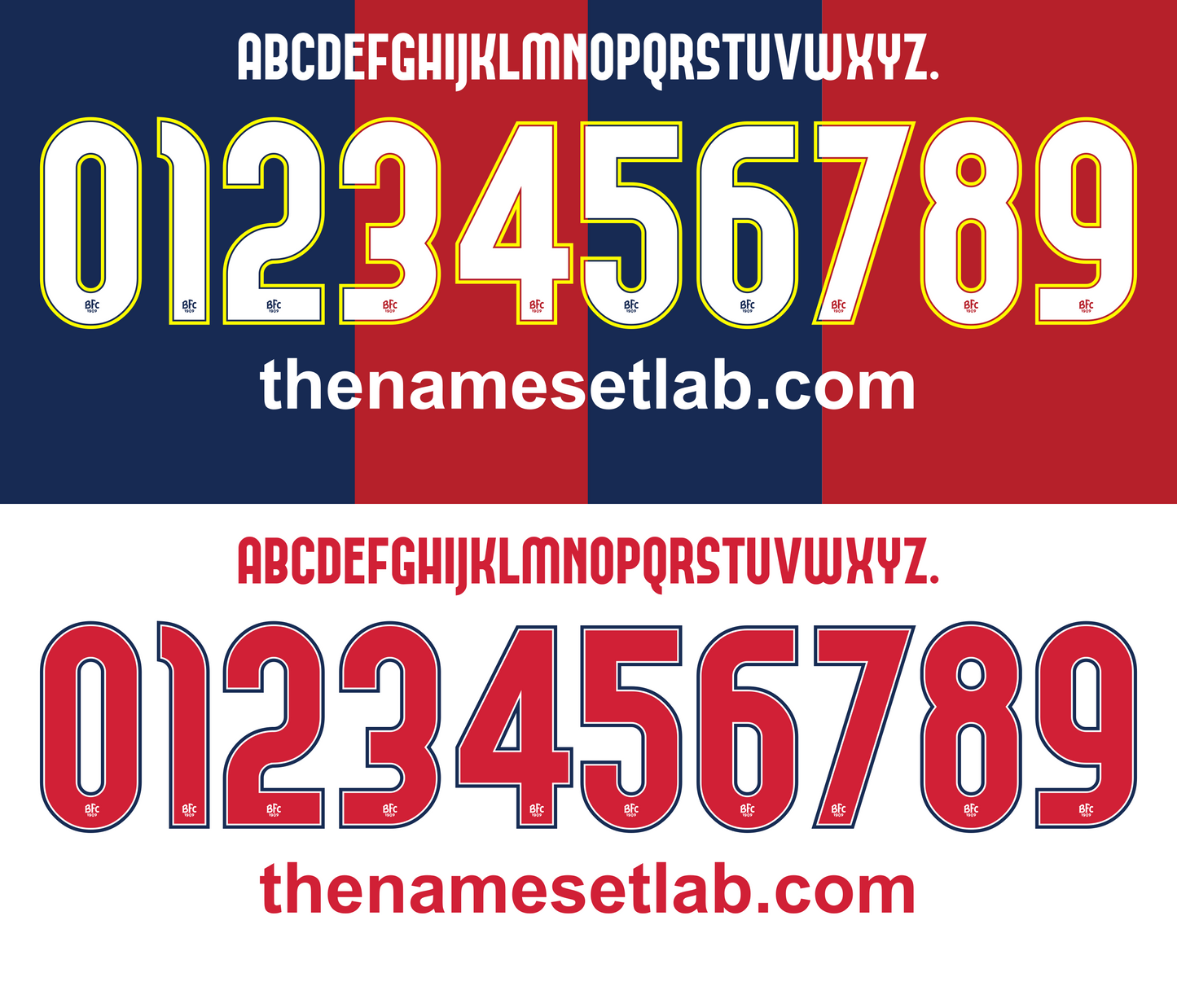 Bologna 2010-2011 Nameset font mockup