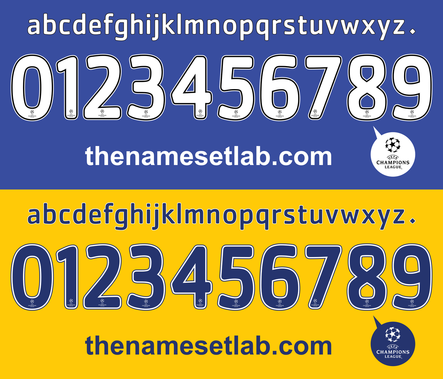 Chelsea 2008-2009 UCL Cup nameset Classic Premier font vector file