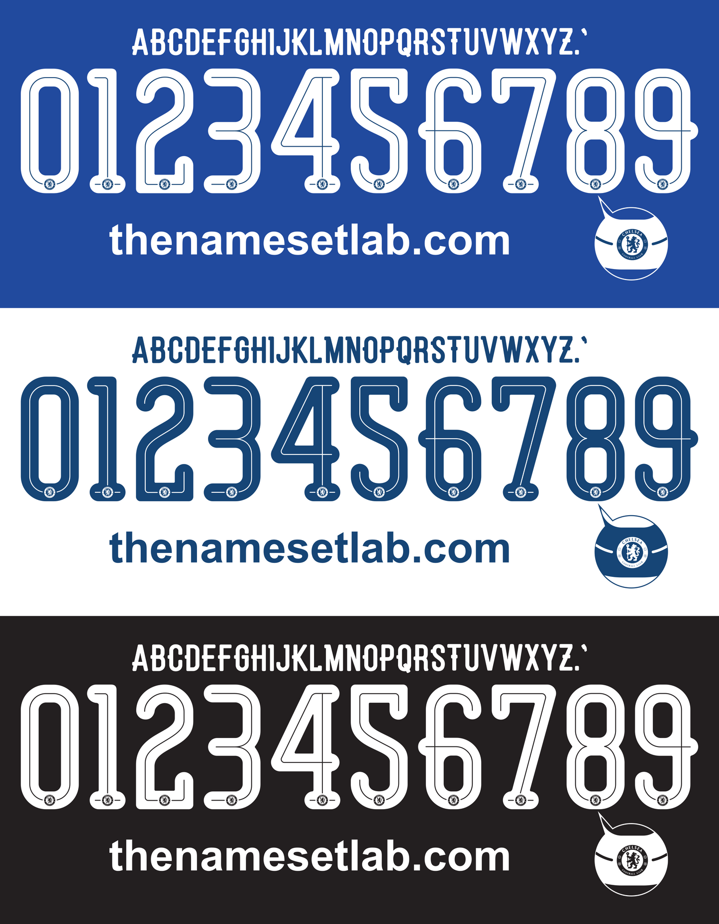 Chelsea 2015-2016 UCL Cup nameset Classic Premier font vector file