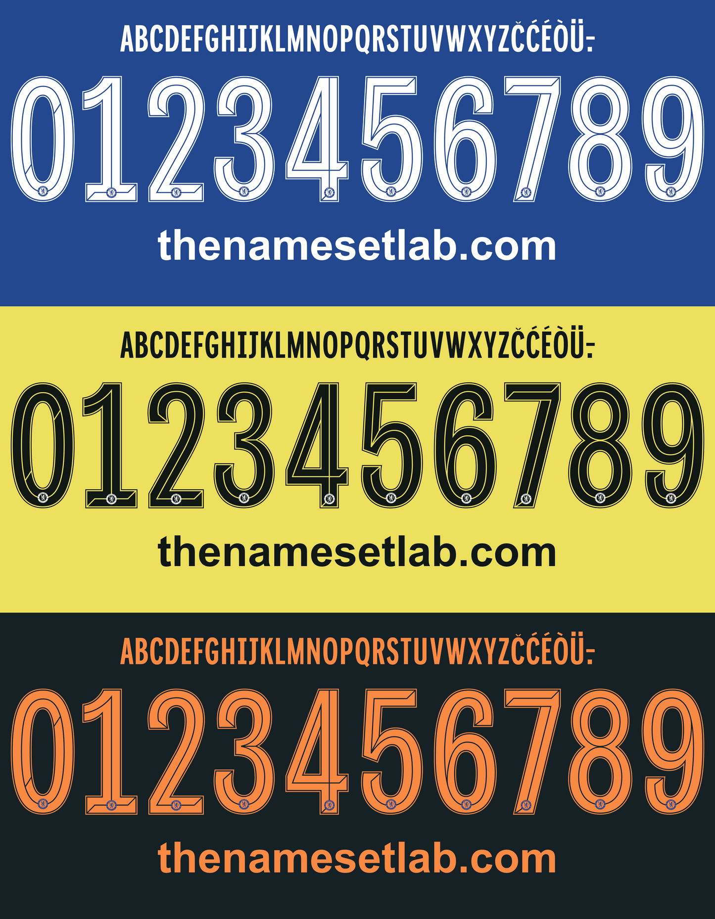 Chelsea 2021-2022 UCL Cup nameset Classic Premier font vector design