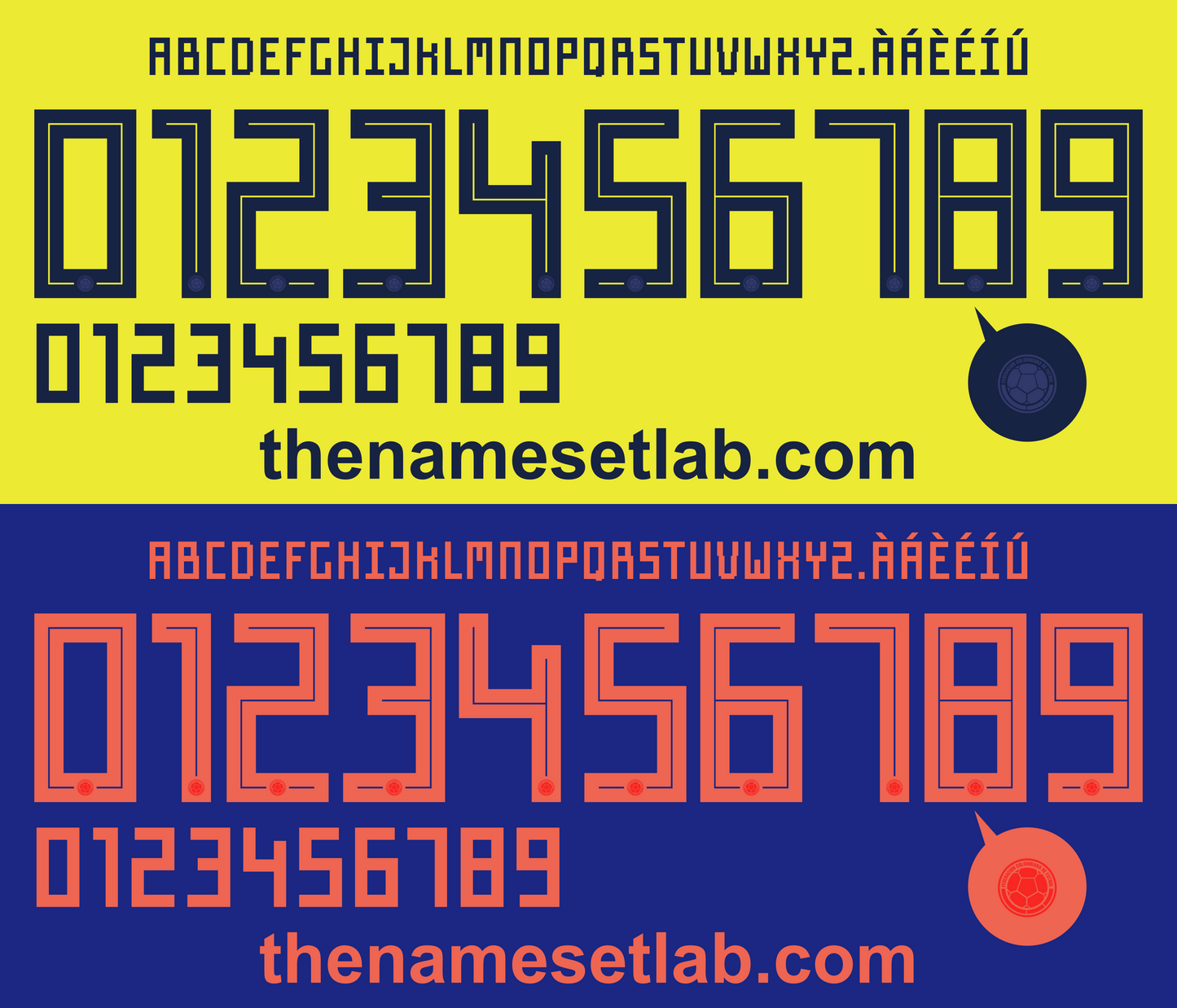 Colombia 2018 Football Nameset AI Vector File