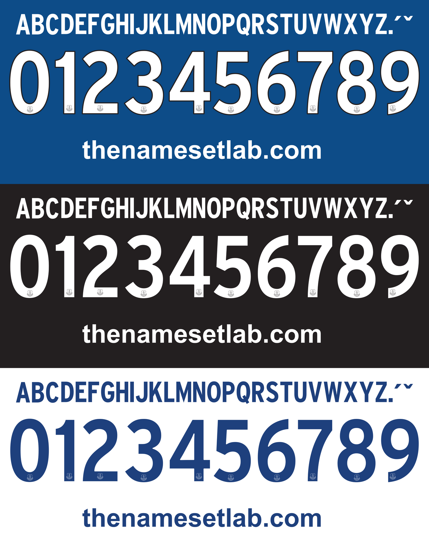 Everton 2014-2015 nameset 14/15 font vector file