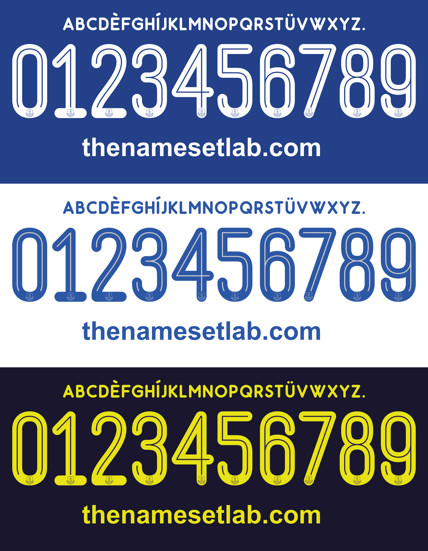 Everton 2017-2018 nameset 17/18 font vector file