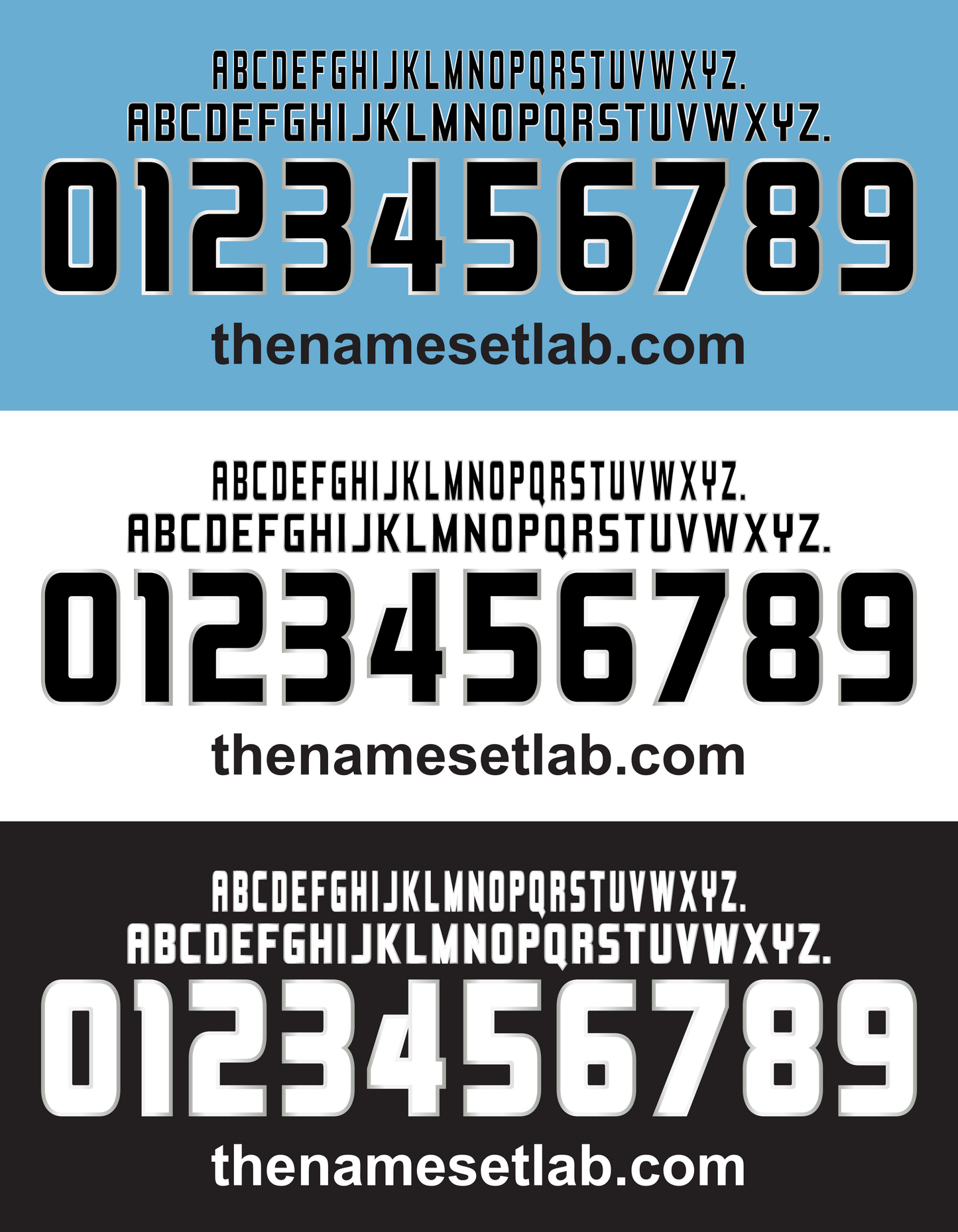 Display of Lazio 2004-2006 Nameset font styles with numbers and 'thenamesetlab.com' branding on a blue, white, and black background.