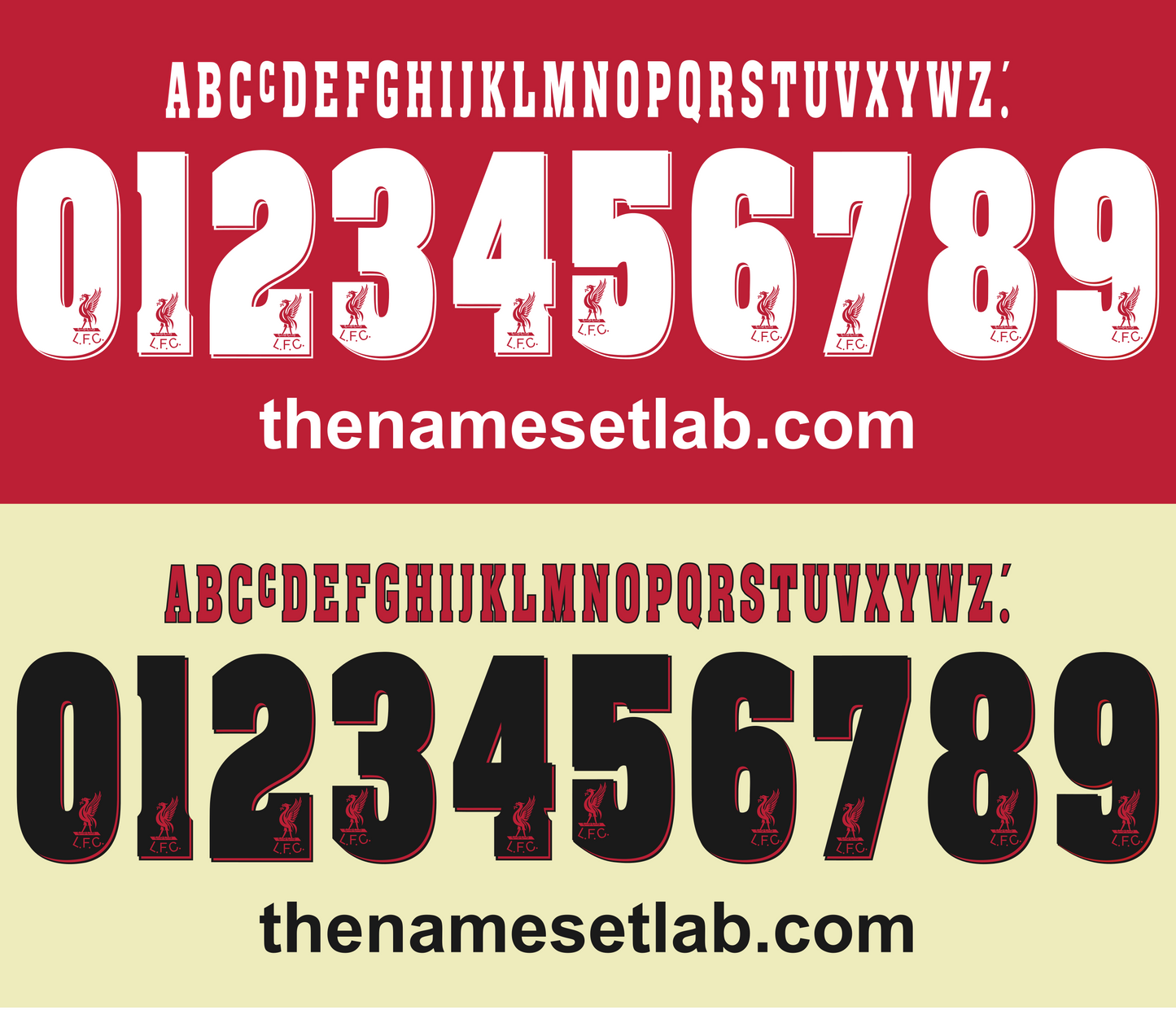 Liverpool 1996-1997 UCL / Cup Font Nameset AI Vector File