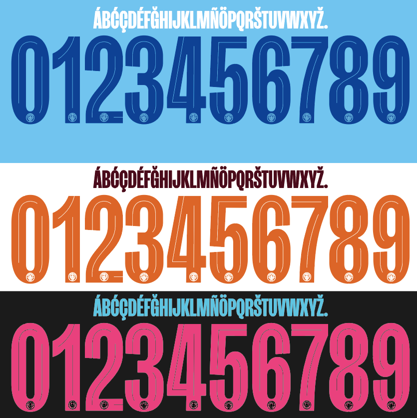 Manchester City 2023-2024 UCL Cup nameset 23/24 font vector file