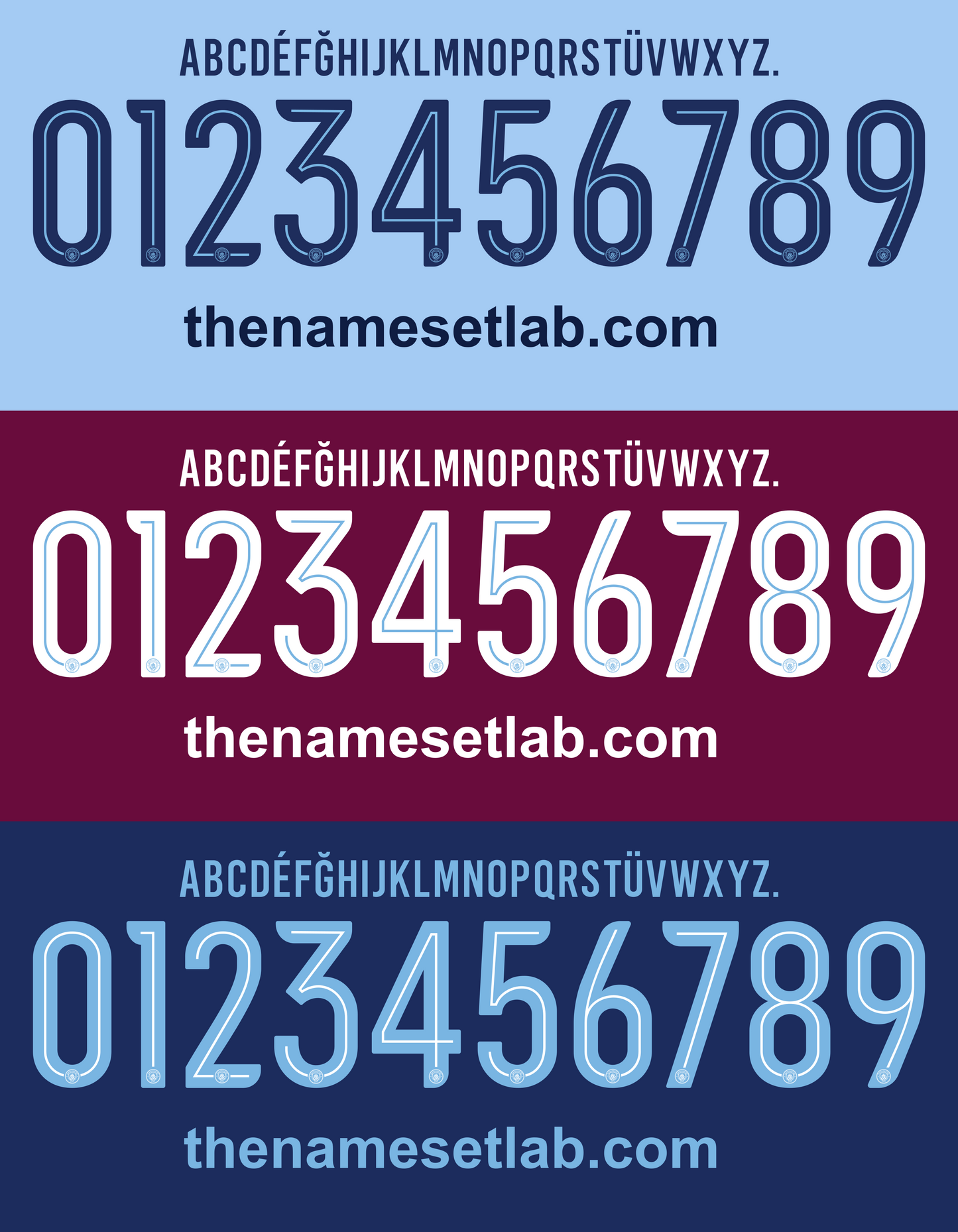 Manchester City 2017-2018 UCL Cup nameset 17/18 font vector file