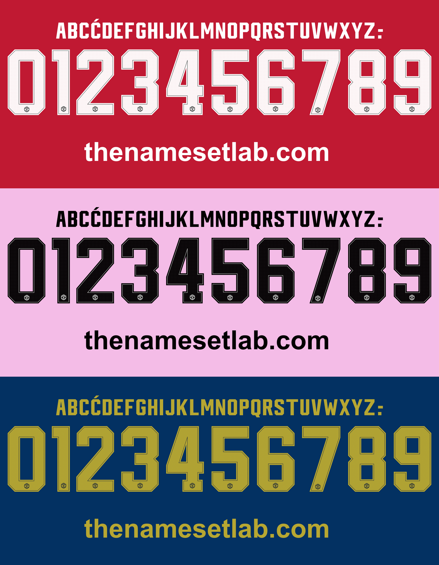 Manchester United 2018-2019 nameset Classic Premier font vector file