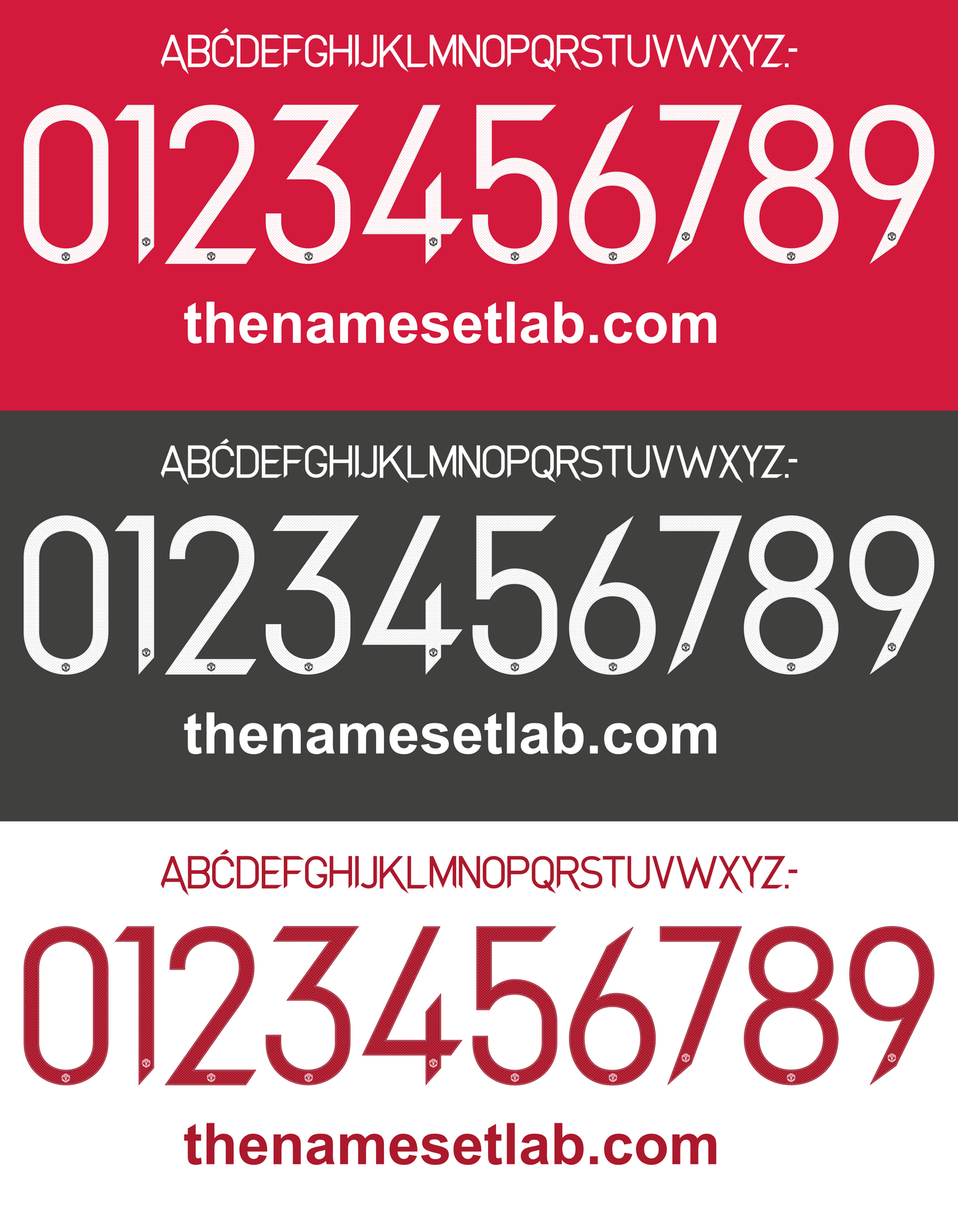 Manchester United 2020-2021 nameset Classic Premier font vector file