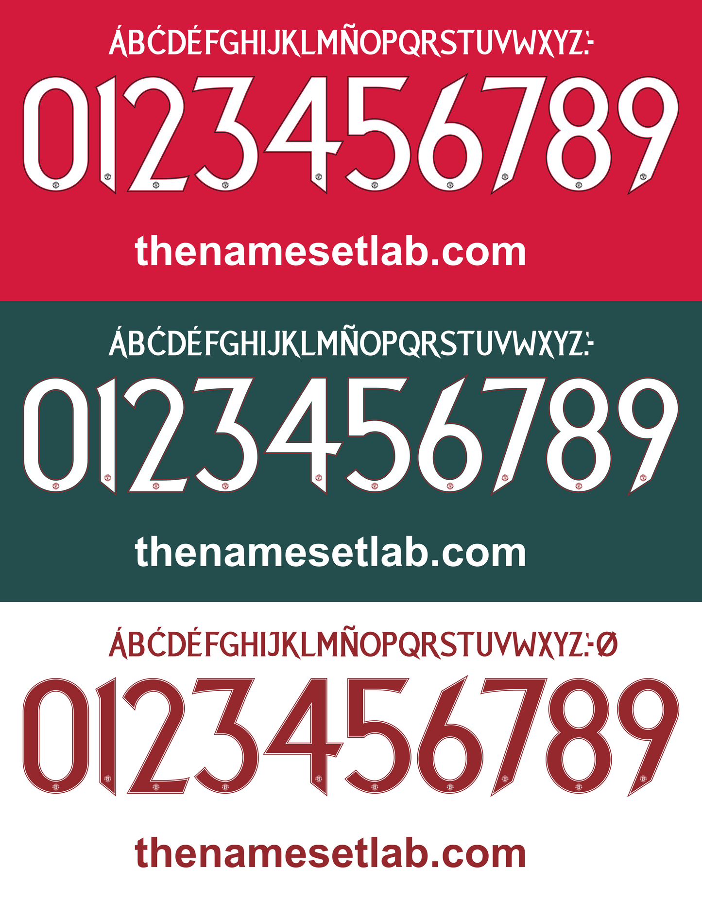 Manchester United 2023-2024 nameset Classic Premier font vector file