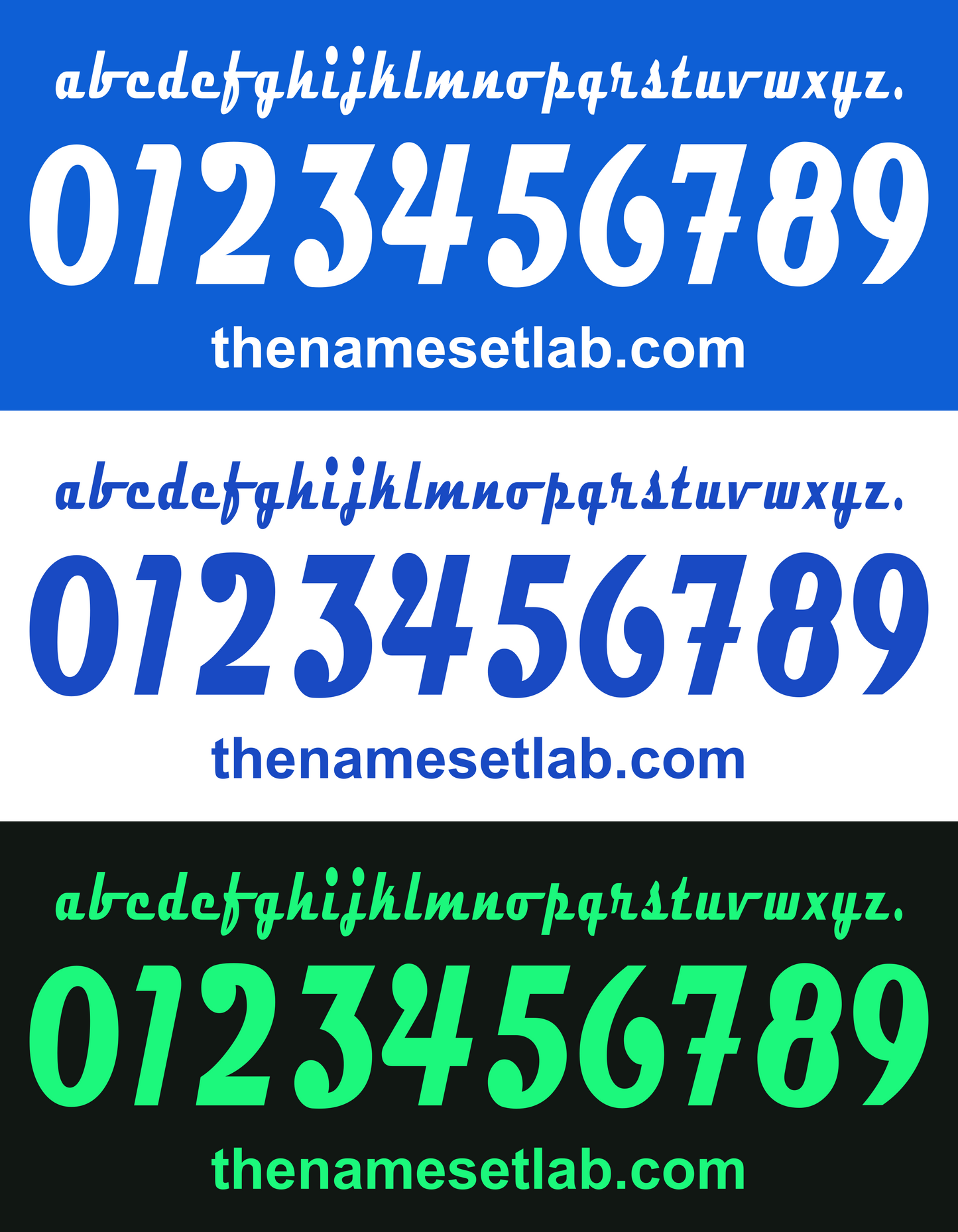 Set of Novara 2015-2016 Nameset text and numbers in different colors with 'thenamesetlab.com' branding.