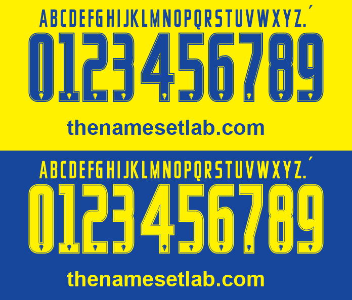 Cadiz 2016-2017 Nameset a bllue and yellow home and away alternative design