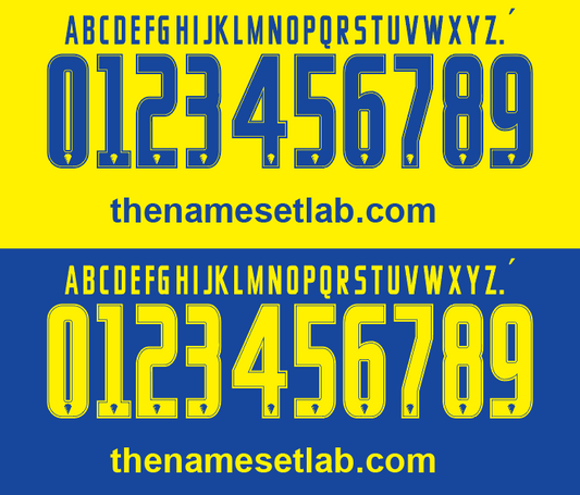 Cadiz 2016-2017 Nameset a bllue and yellow home and away alternative design