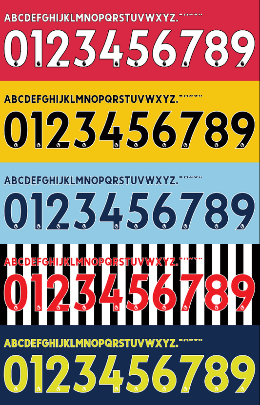 English Premier League 2017–2023 Nameset Vector showing all 5 colour swatches 