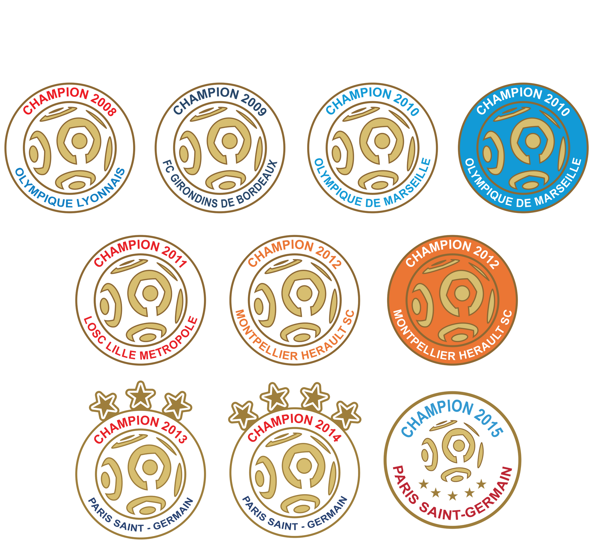 Ligue 1 Champions Patch 2008–16 preview image showing the vector artwork design for this digital download.