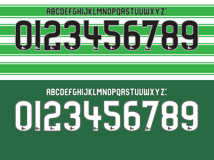 Scottish Premier League 2015–2016 Nameset Vector font mockup