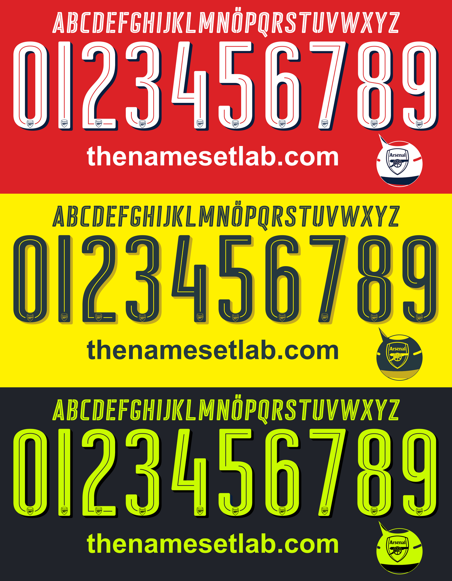 Arsenal 2016-2017 UCL / Cup Font Nameset AI Vector File