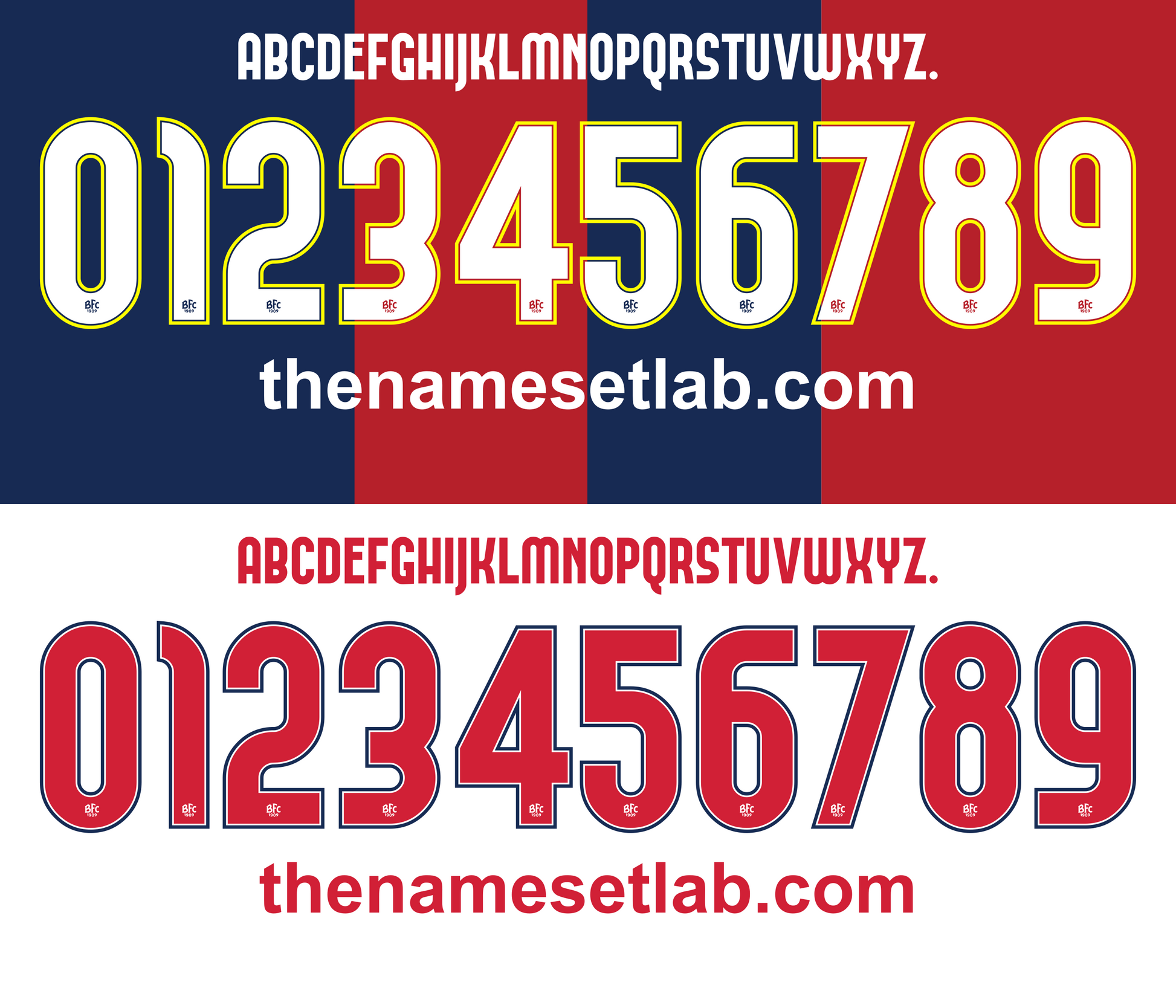 Bologna 2010-2011 Nameset font mockup