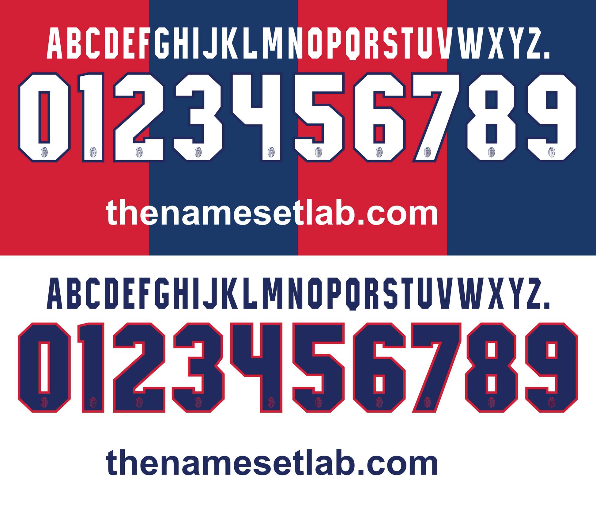 Bologna 2012-2013 Nameset font mockup