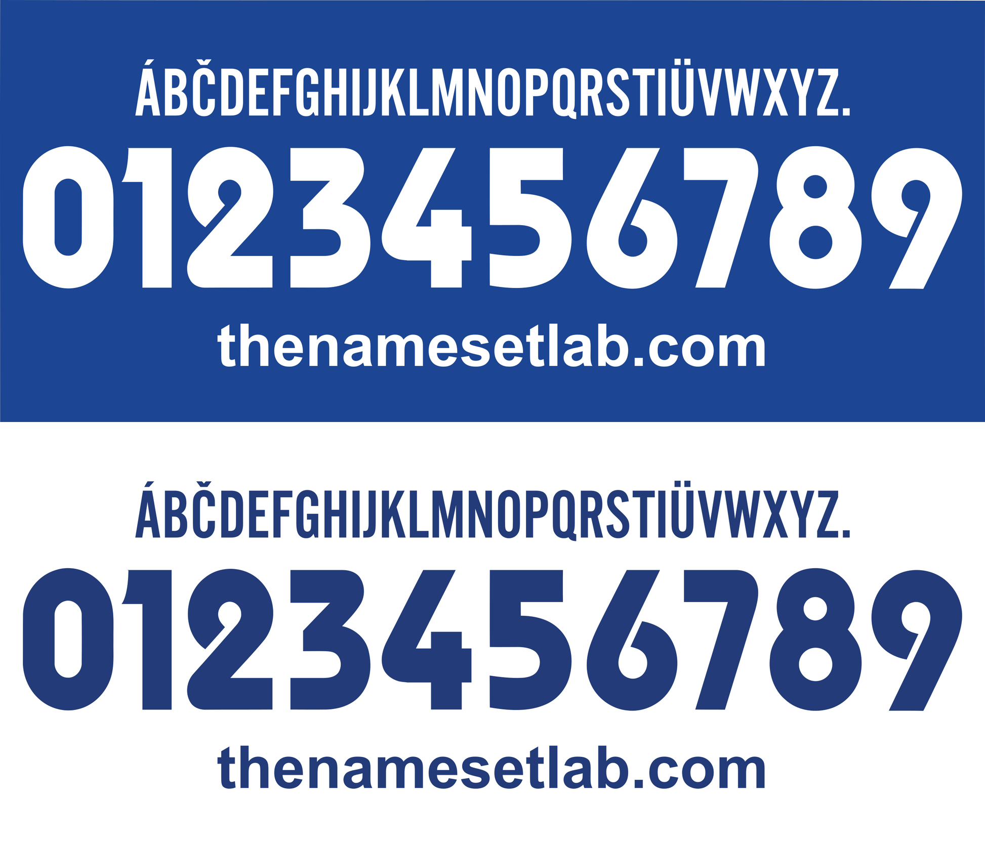 Alphabet and number set of the Brescia 2002-2003 Nameset with 'the namesetlab.com' branding on a blue and white background.