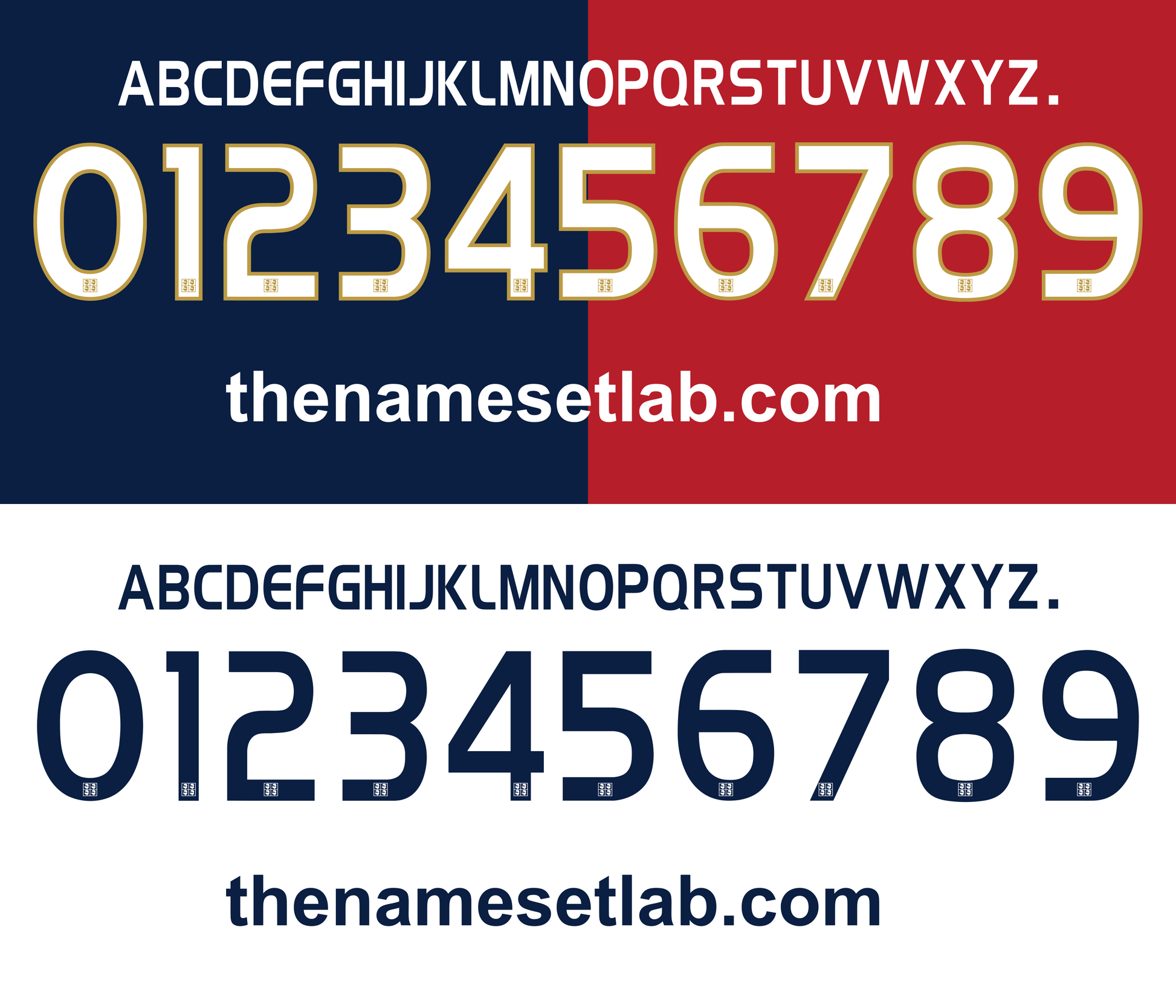 Display of Cagliari 2009-2010 Nameset numbers and letters with 'thenamesetlab.com' branding on a divided background.