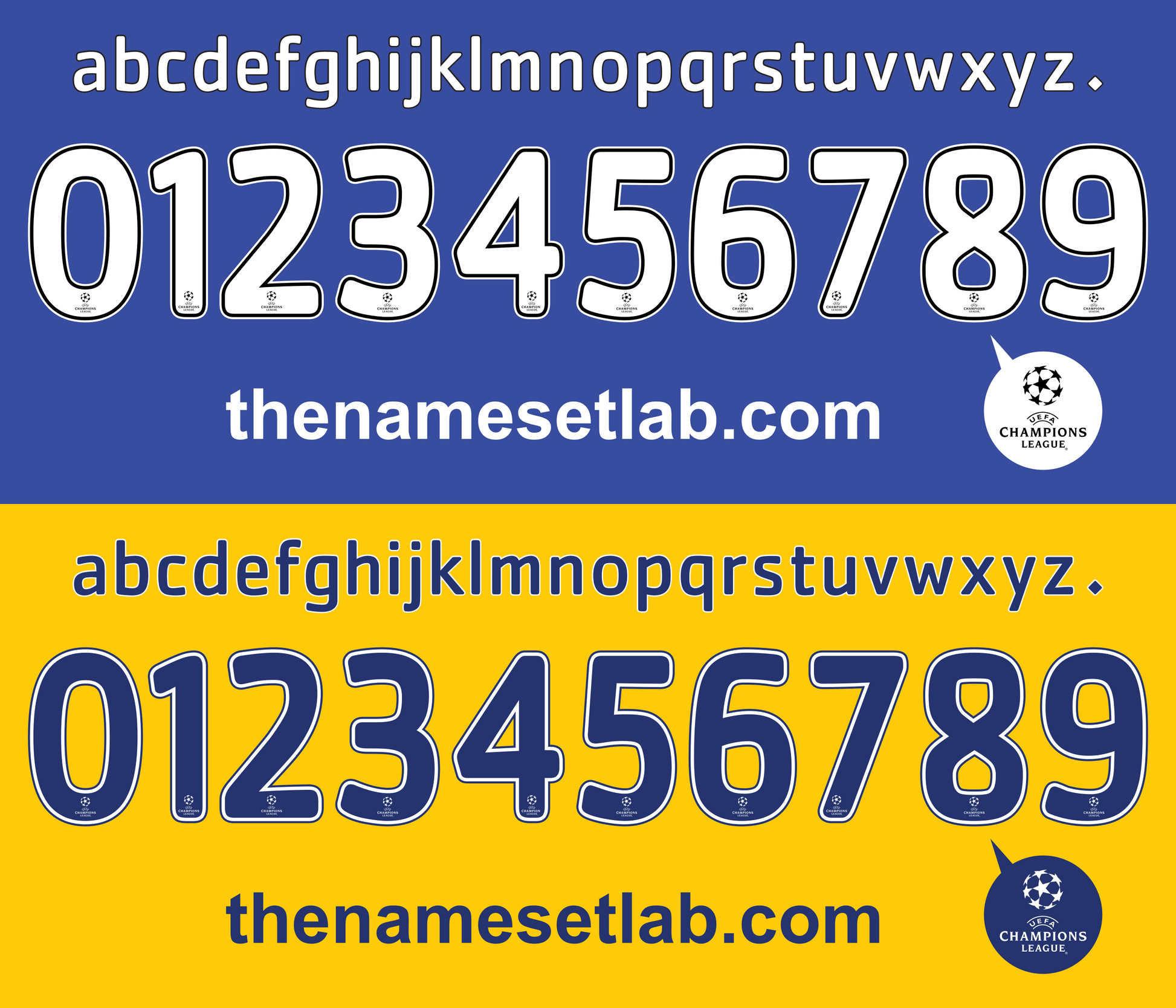 Chelsea 2008-2009 UCL Cup nameset Classic Premier font vector file

