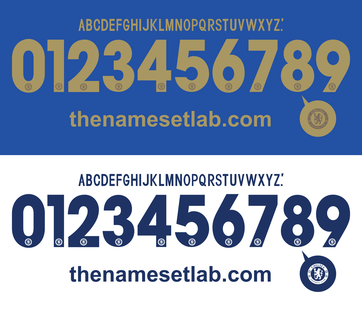 Chelsea 2012-2013 UCL Cup nameset Classic Premier font vector file
