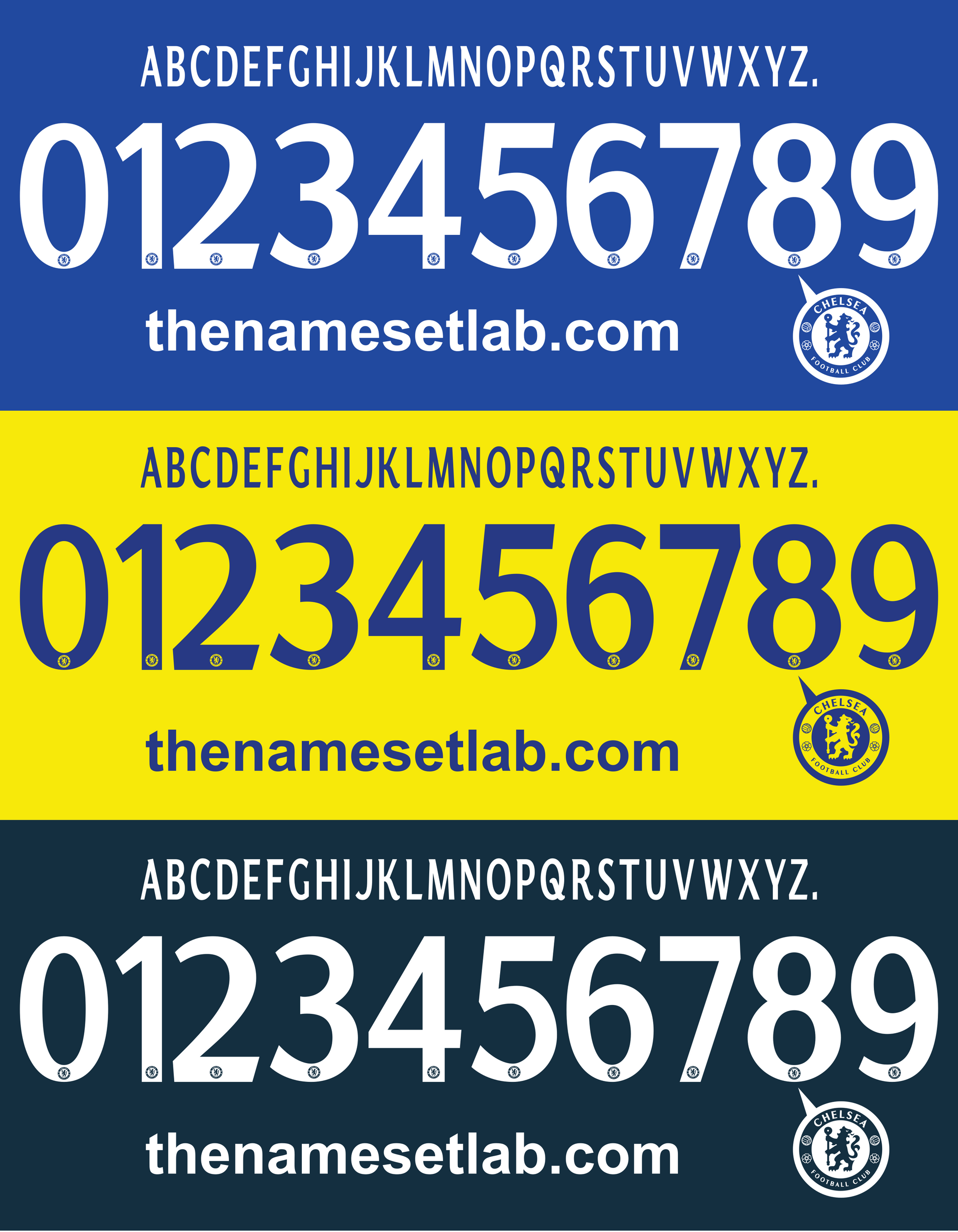 Chelsea 2014-2015 UCL Cup nameset Classic Premier font vector file
