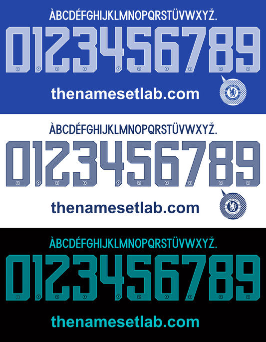 Chelsea 2017-2018 UCL Cup nameset Classic Premier font vector artwork
