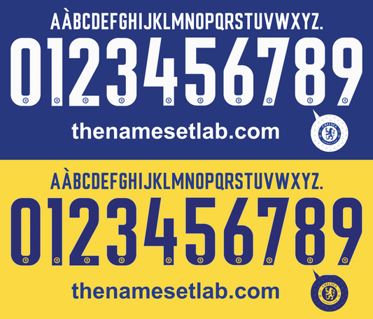 Chelsea 2018-2019 UCL Cup nameset Classic Premier font vector design
