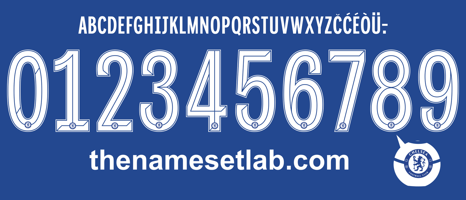 Chelsea 2019-2020 UCL Cup nameset Classic Premier font vector design
