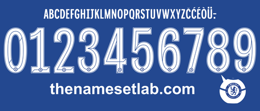Chelsea 2019-2020 UCL Cup nameset Classic Premier font vector design
