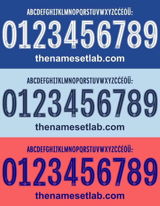 Chelsea 2020-2021 UCL Cup nameset Classic Premier font vector design
