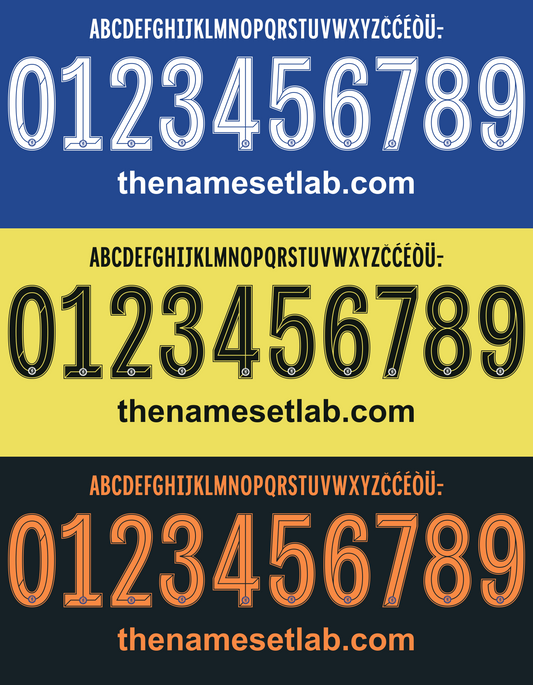 Chelsea 2021-2022 UCL Cup nameset Classic Premier font vector design
