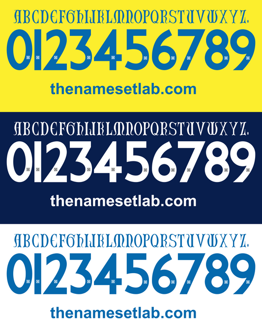 Three sets of Chievo 2016-2017 Nameset numbers and letters on different colored backgrounds, featuring 'thenamesetlab.com'.
