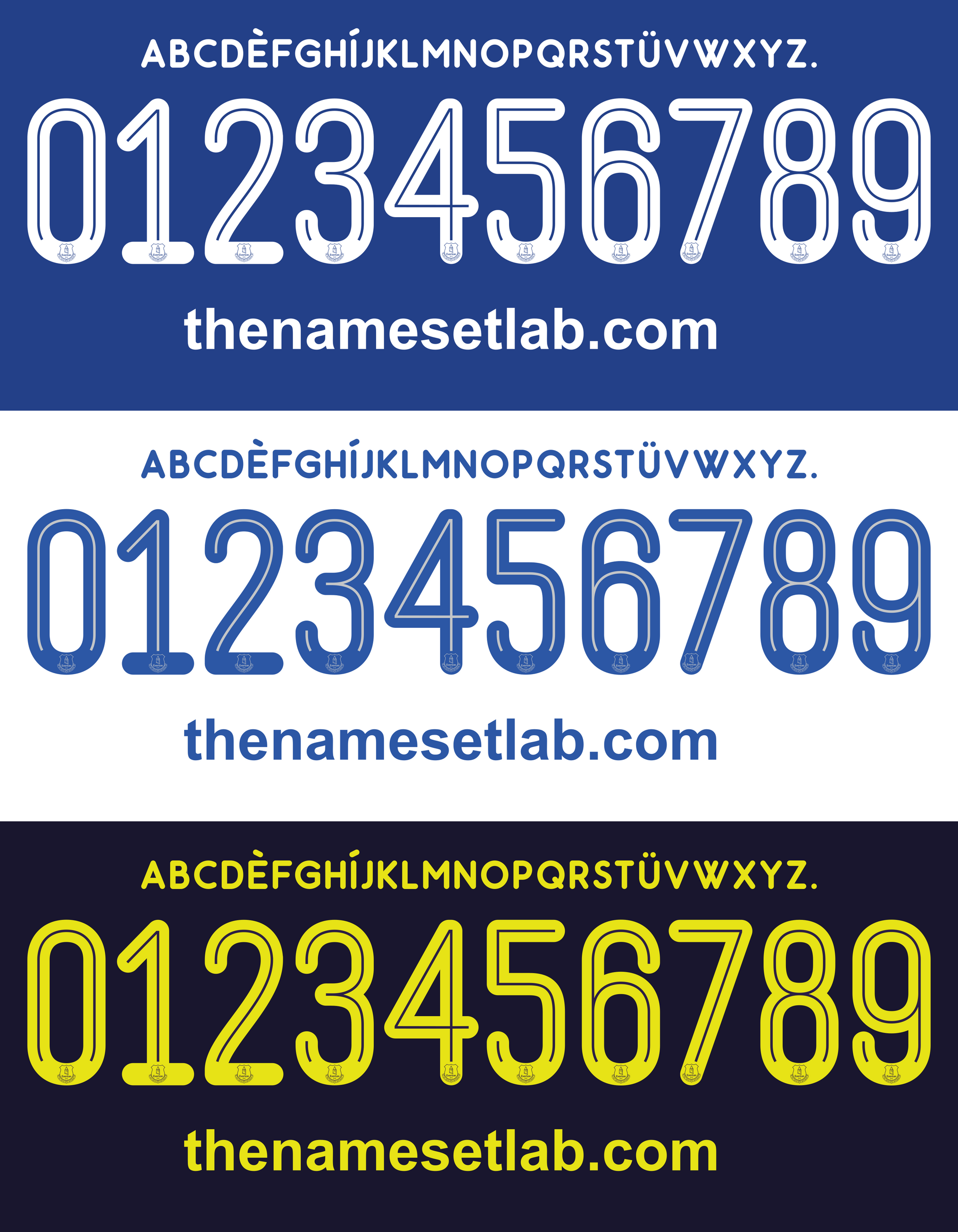 Everton 2017-2018 nameset 17/18 font vector file
