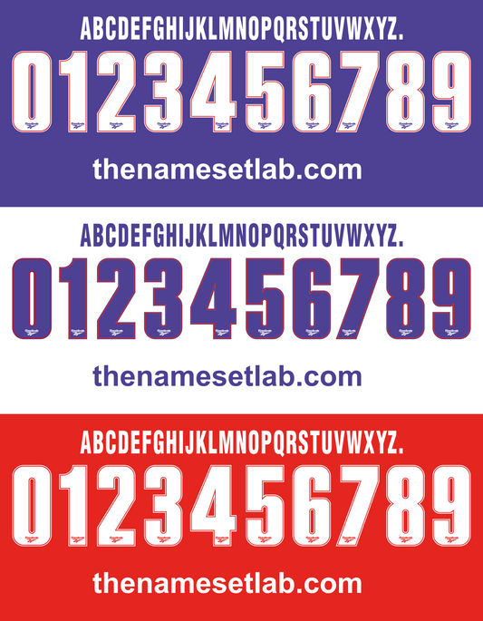 Three Fiorentina 1995-1996 Nameset with numbers and text 'thenamesetlab.com' on a white background