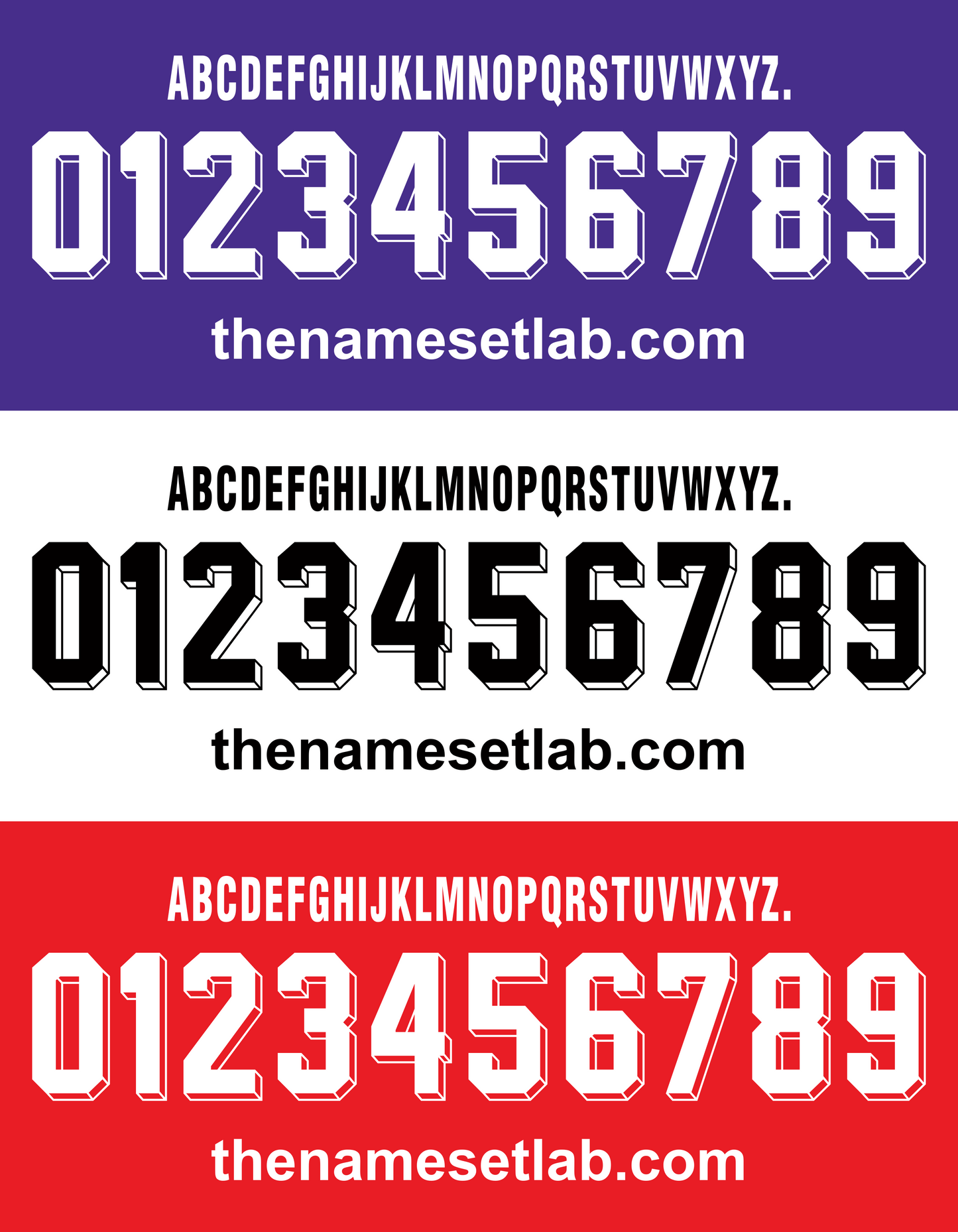 Three Fiorentina 1998-2000 Nameset fonts with text and website URL 'thenamesetlab.com' on a white background.