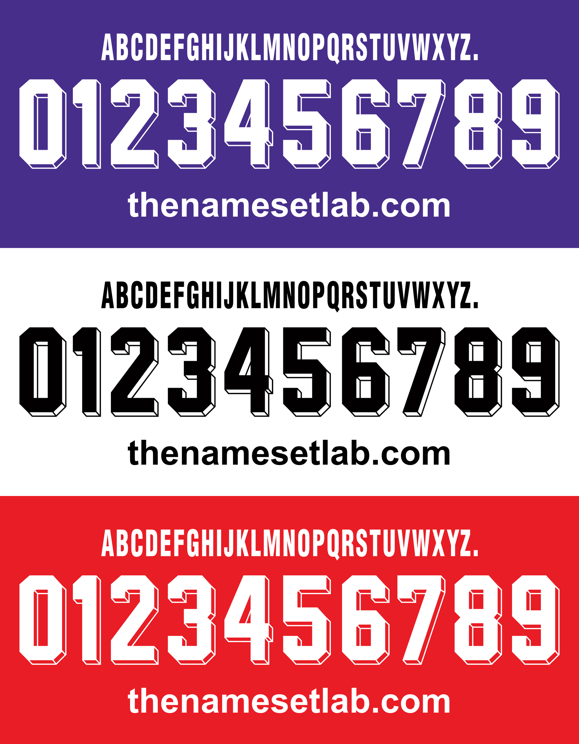 Three Fiorentina 1998-2000 Nameset fonts with text and website URL 'thenamesetlab.com' on a white background.