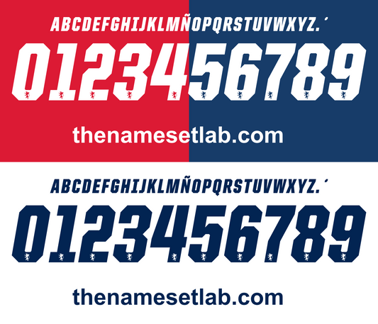 Display Genoa 2016-2017 Nameset numbers and letters on a red, white, and blue background with 'thenamesetlab.com' branding.