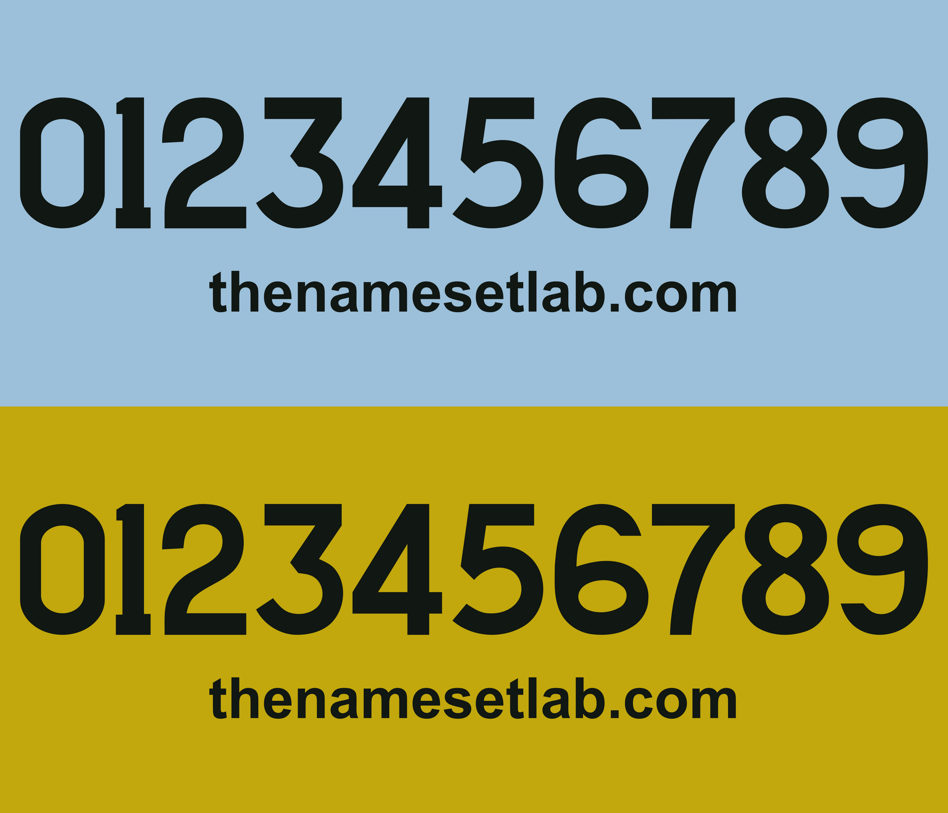 Black numbers of the Lazio 1989-1991 Nameset on a blue and yellow background with 'thenamesetlab.com' text.