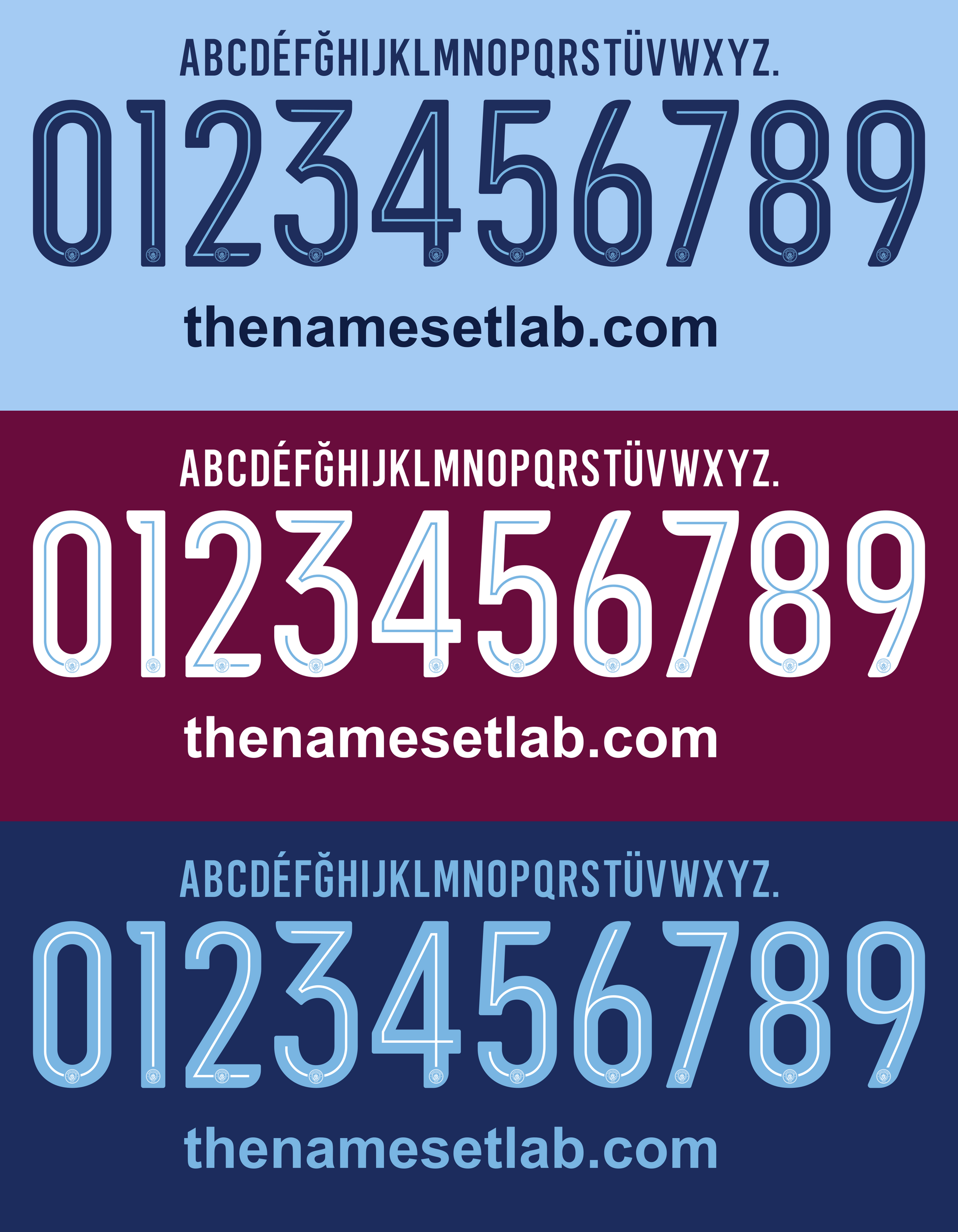 Manchester City 2017-2018 UCL Cup nameset 17/18 font vector file
