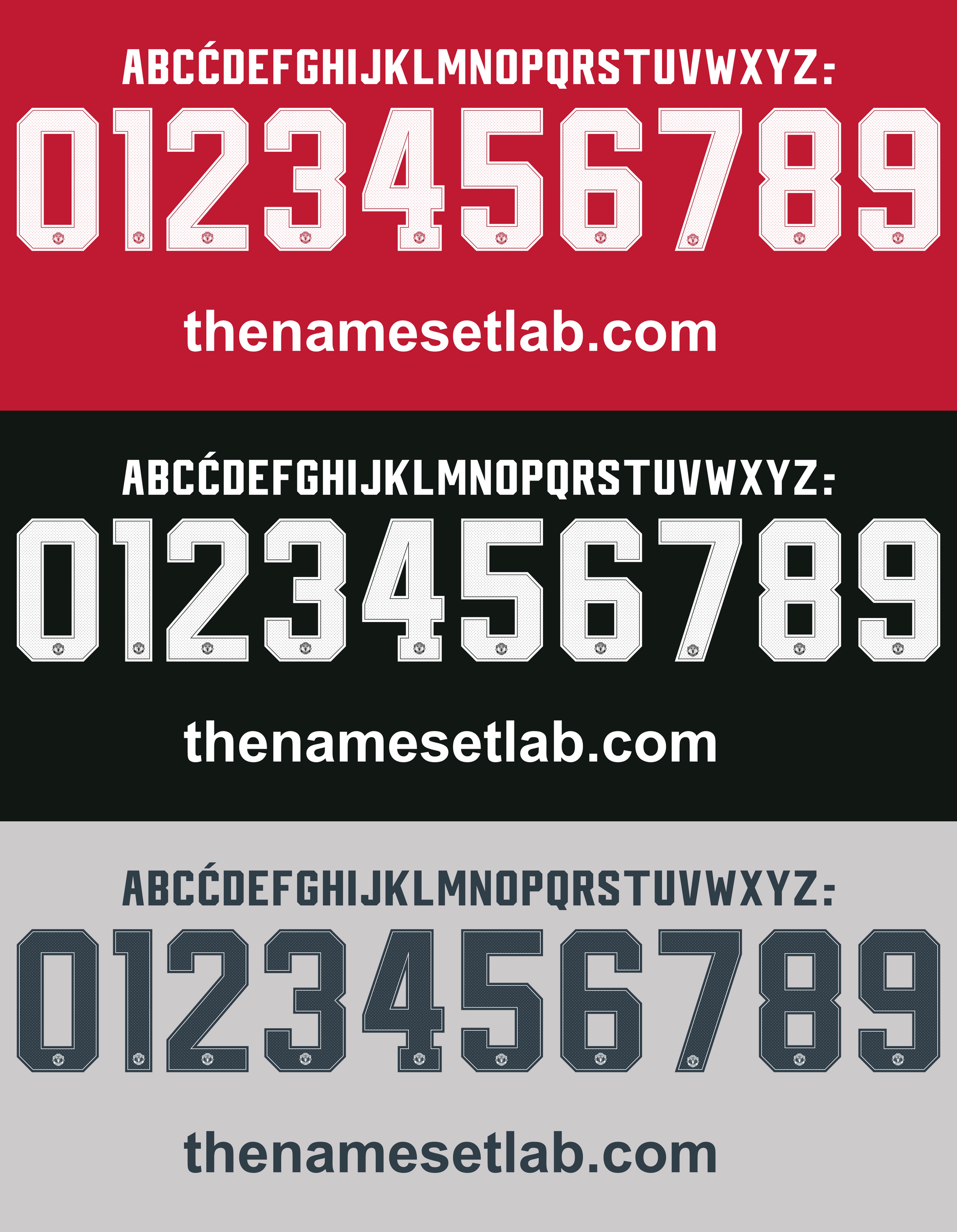Manchester United 2017-2018 nameset 17/18 font vector file
