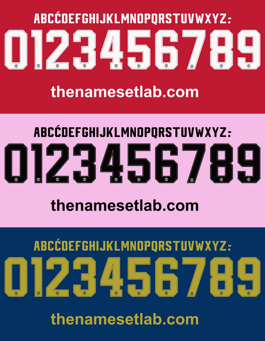 Manchester United 2018-2019 nameset Classic Premier font vector file
