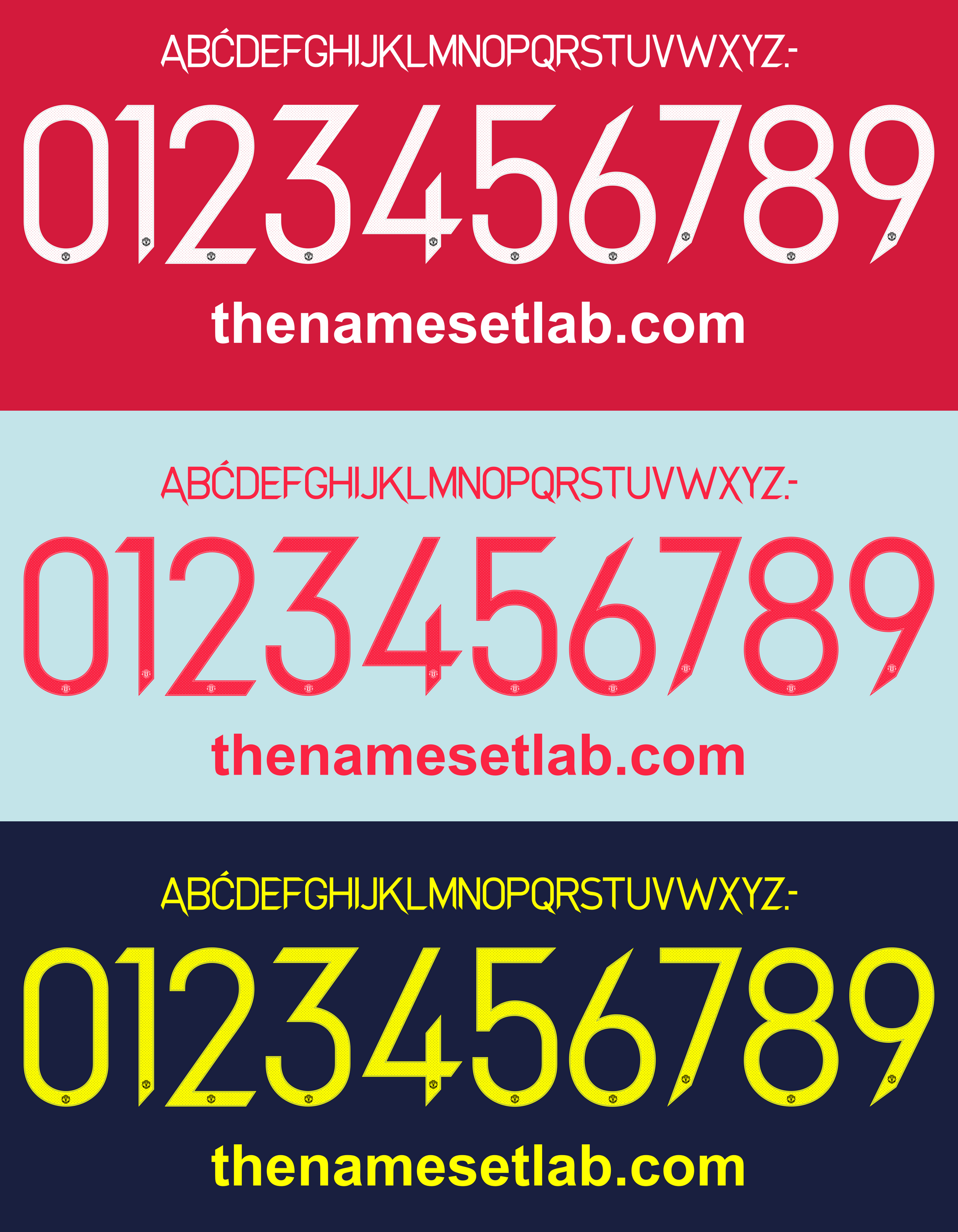 Manchester United 2021-2022 nameset Classic Premier font vector file
