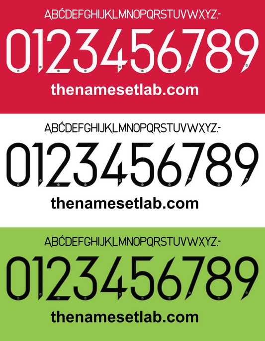 Manchester United 2022-2023 nameset Classic Premier font vector file
